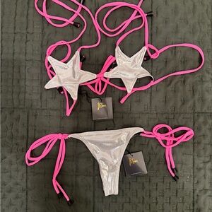 Meltdown Silver and Pink Star Bikini Set